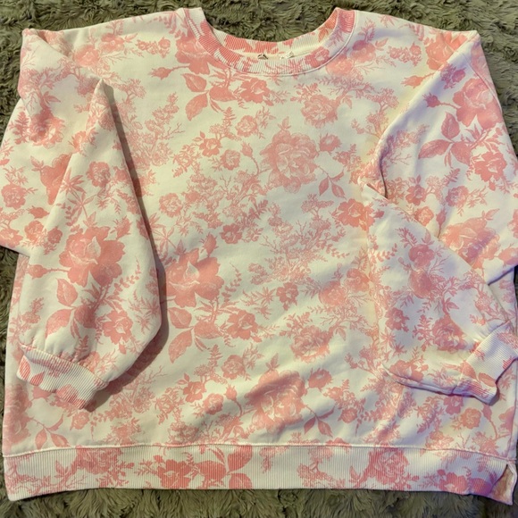 Francesca's Collections Pink Postcard Print Sweatshirt - Picture 3 of 5